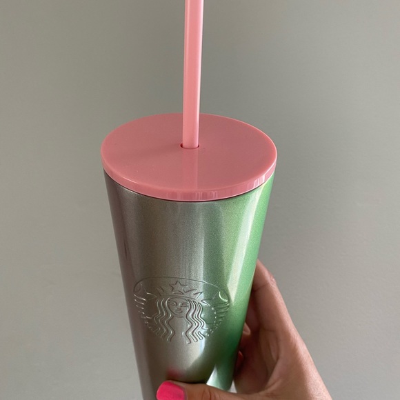 Pink and green multidimensional Starbucks Tumbler - Picture 6 of 6